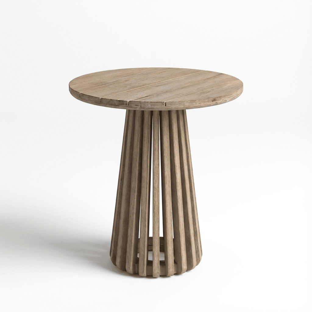 Willow Round Wooden Garden Side Table - Brushed Light Acacia - Laura James