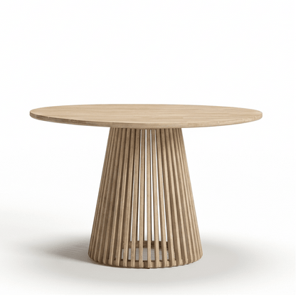 Willow Round Wooden Garden Table - Brushed Light Acacia - Laura James