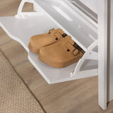 Windsor 60cm Three Door Shoe Cabinet - Chalk White with Coastal Oak Top - Laura James