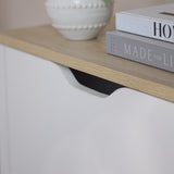 Windsor 60cm Three Door Shoe Cabinet - Chalk White with Coastal Oak Top - Laura James