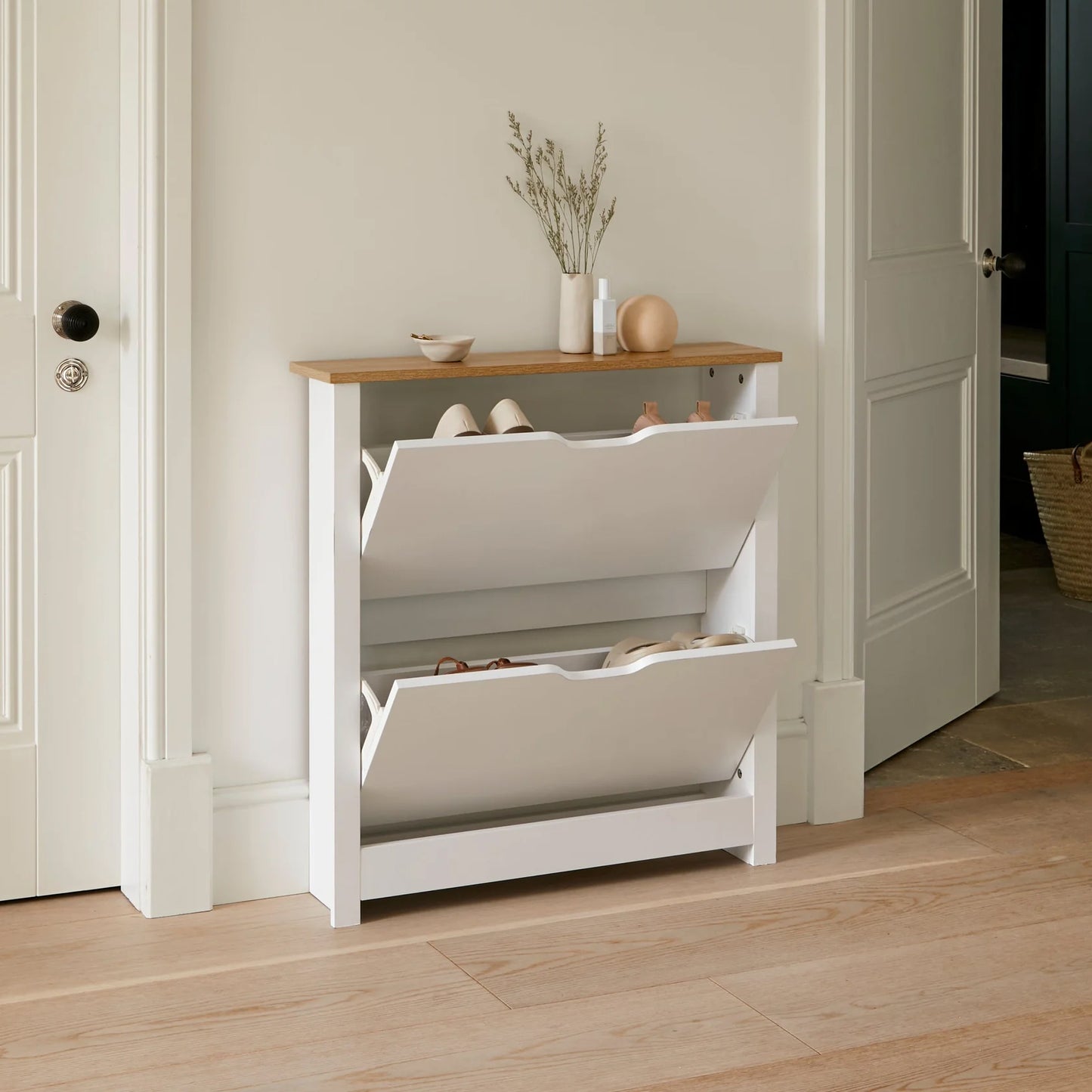 Windsor Shoe Cabinet - 2 Door - White - Laura James 