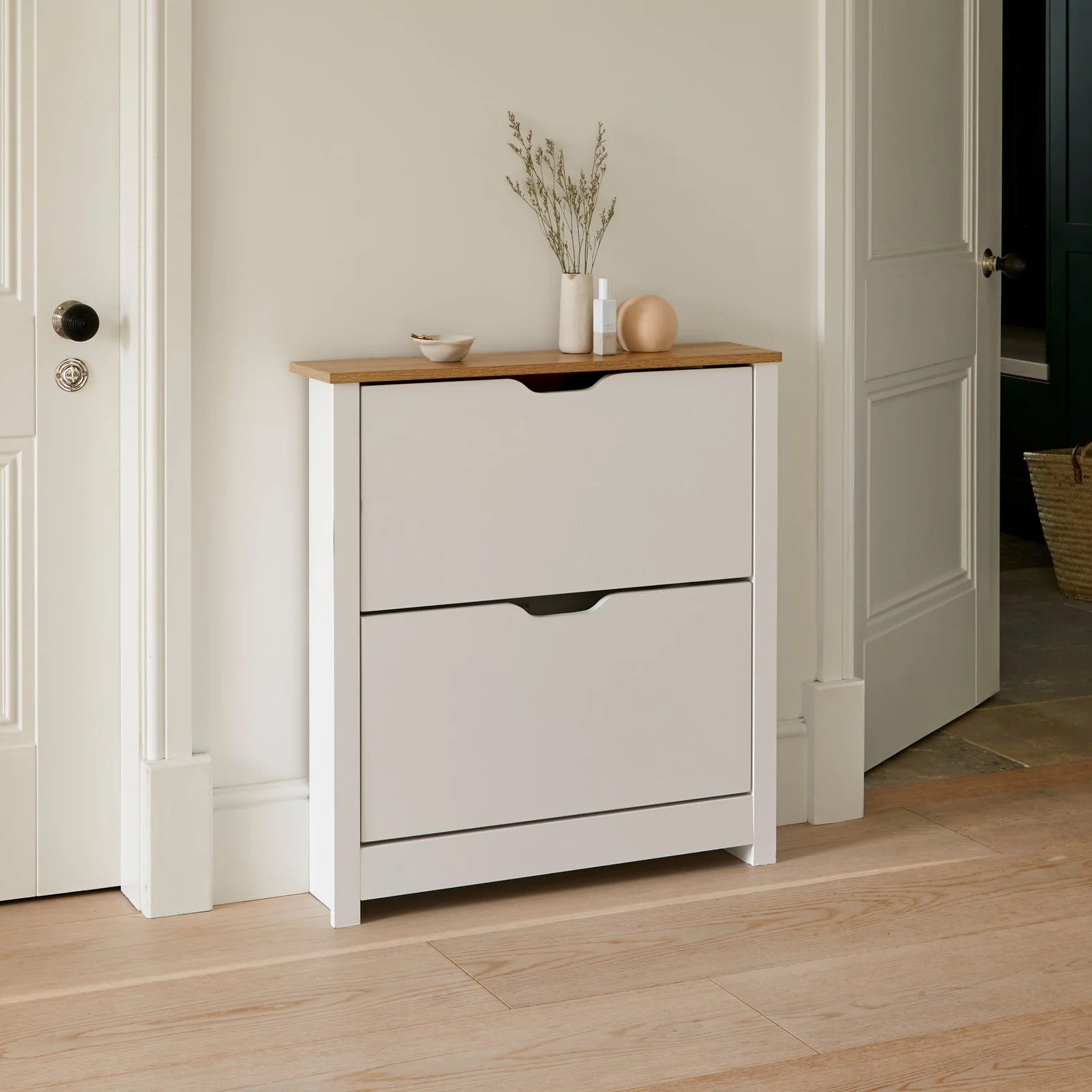 Windsor Shoe Cabinet - 2 Door - White - Laura James 