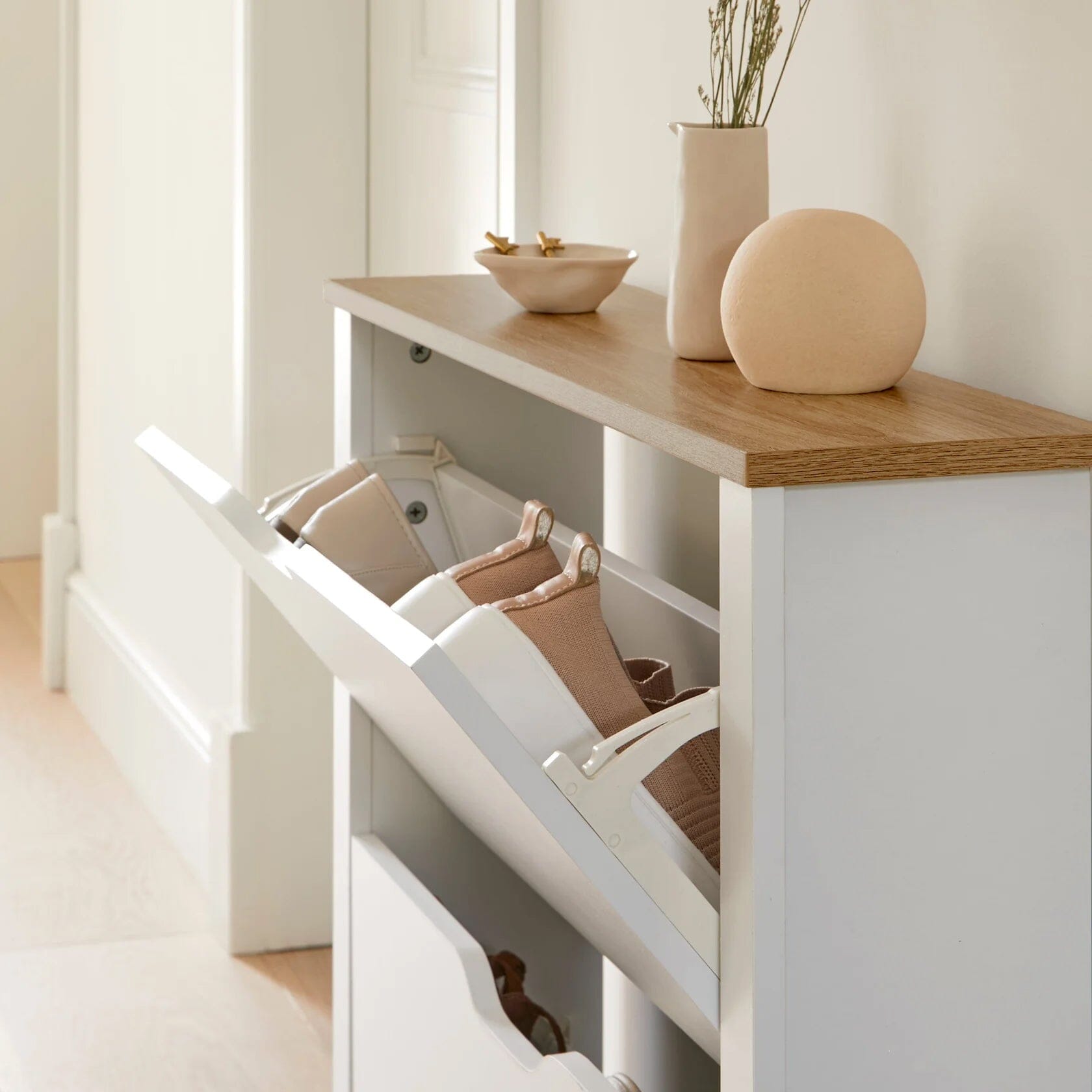 Windsor Shoe Cabinet - 3 Door - White - Laura James 