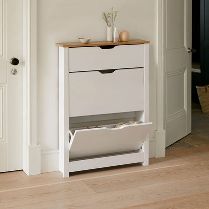 Windsor Shoe Cabinet - 3 Door - White - Laura James 