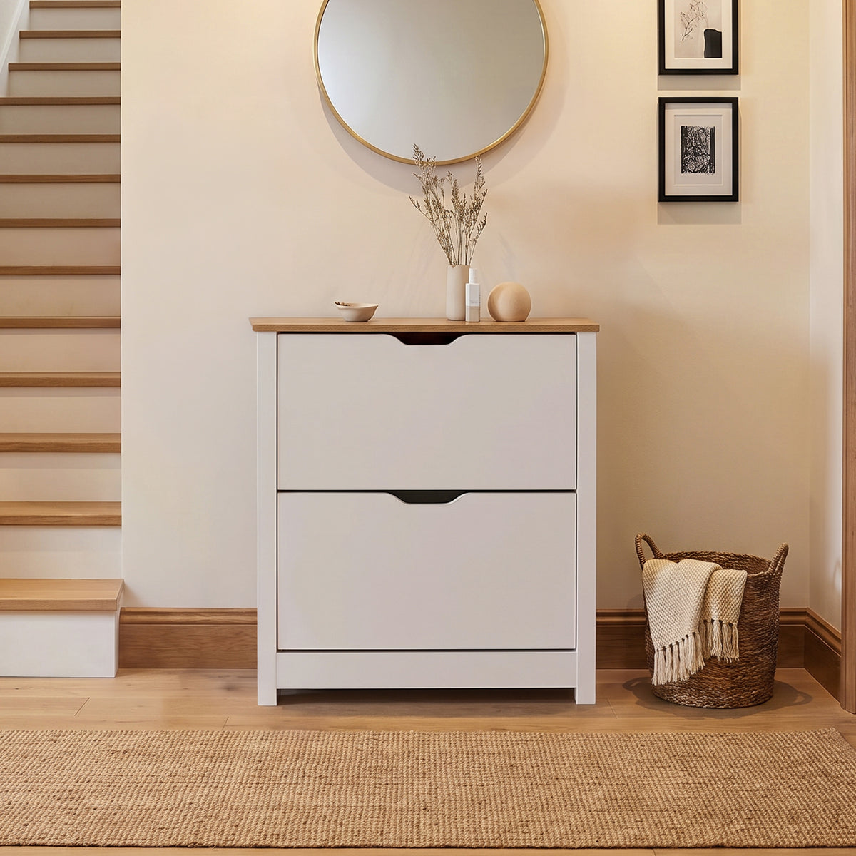 Windsor Shoe Cabinet - 2 Door - White