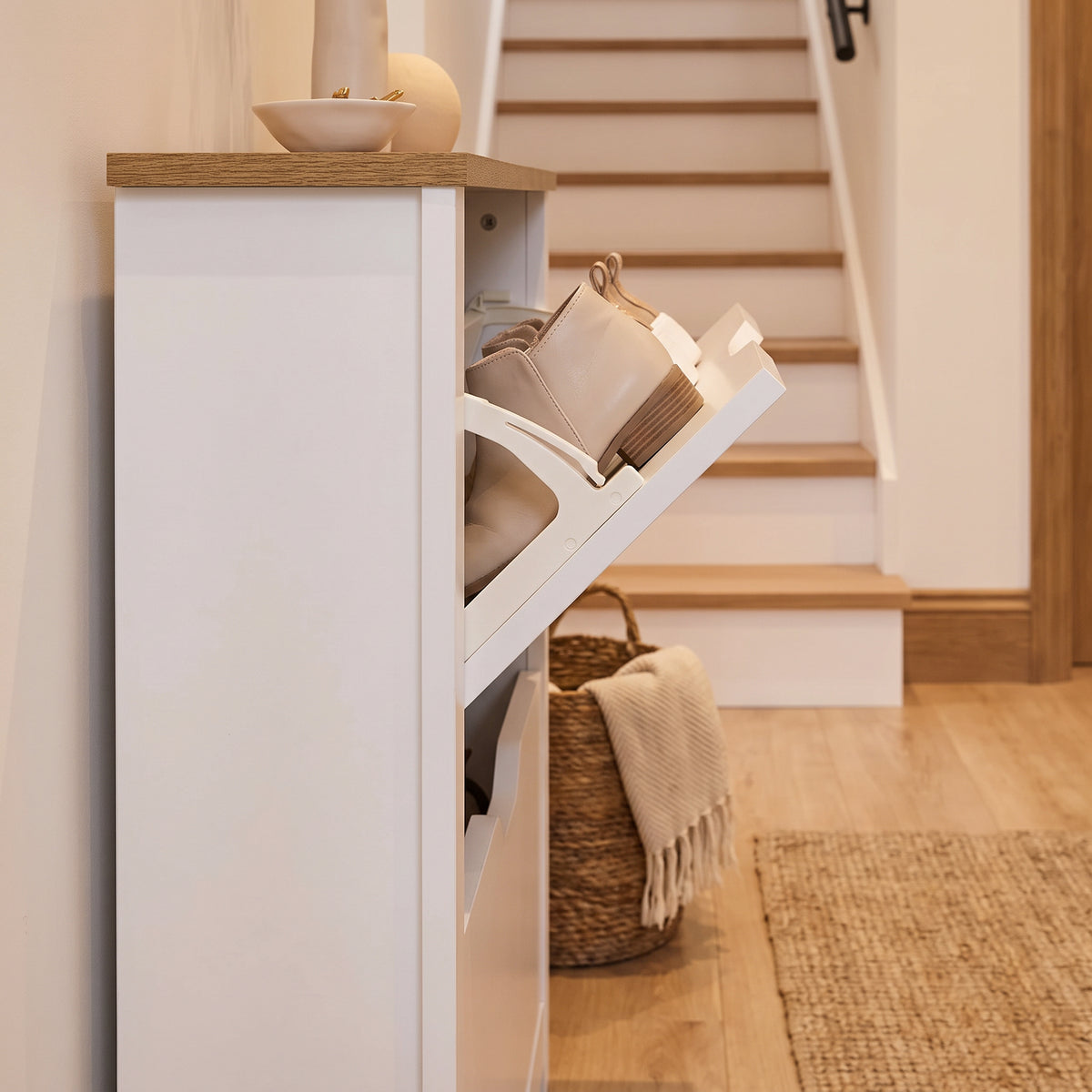 Windsor Shoe Cabinet - 2 Door - White