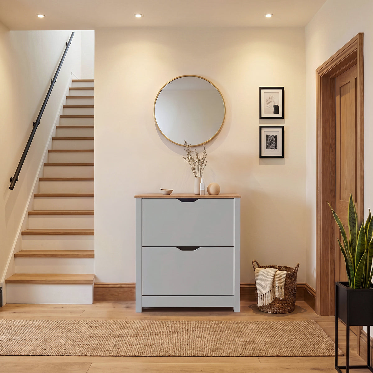 Windsor Shoe Cabinet - 2 Door - Grey