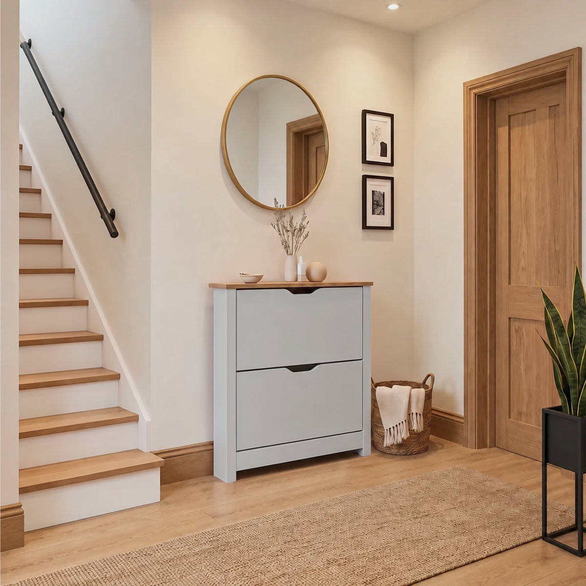 Windsor Shoe Cabinet - 2 Door - Grey