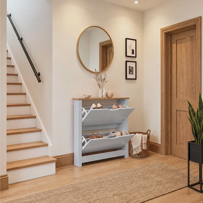 Windsor Shoe Cabinet - 2 Door - Grey