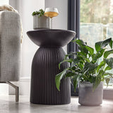 Zaliki Concrete Round Side Table - Black - Laura James 