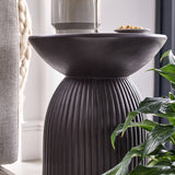 Zaliki Concrete Round Side Table - Black - Laura James 