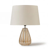 Alma 23cm Glass Lamp Base - Champagne & Coningsby 30cm Cotton Lamp Shade - Snow White - Laura James