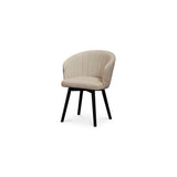 Arabella Natural Beige Dining Chair - Set of 2 - Black Oak Legs - Laura James 