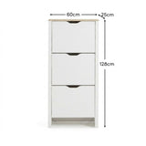 Windsor 60cm Three Door Shoe Cabinet - Chalk White with Coastal Oak Top - Laura James