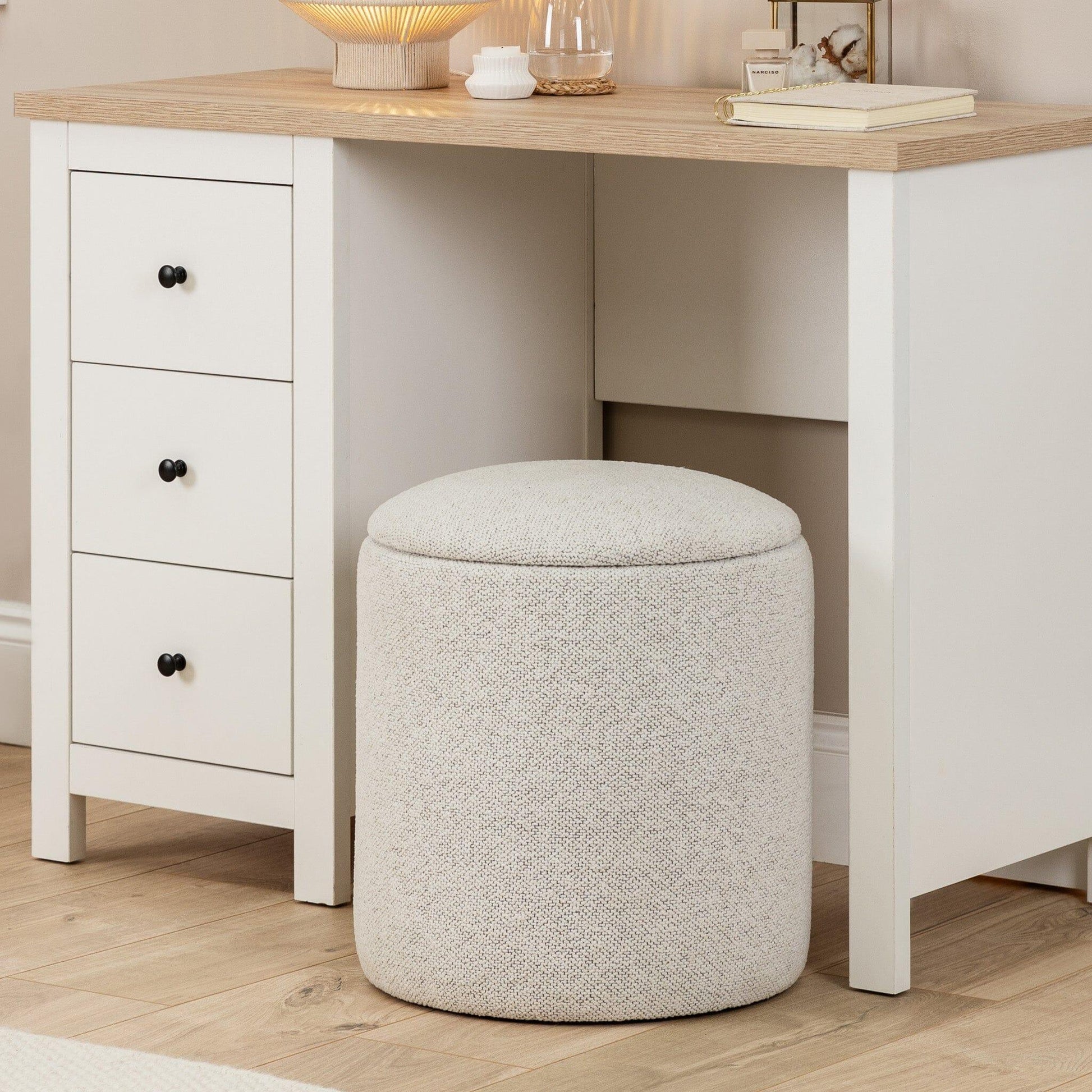 Abigail Dove Grey Ottoman Stool - Laura James Abigail Dove Grey Ottoman Stool - Laura James