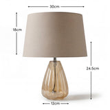 Alma 23cm Glass Lamp Base - Champagne & Coningsby 30cm Cotton Lamp Shade - Taupe - Laura James
