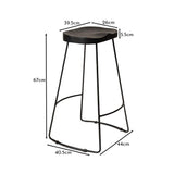 Aiden Black Mango Wood Backless Bar Stool - Set of 2