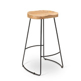 Aiden Natural Mango Wood Backless Bar Stool - Set of 2 - Laura James