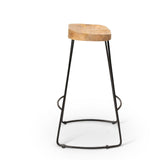 Aiden Natural Mango Wood Backless Bar Stool - Set of 2 - Laura James