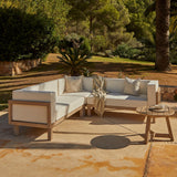 Akira Chunky Wood and Fabric Corner Sofa - Laura James
