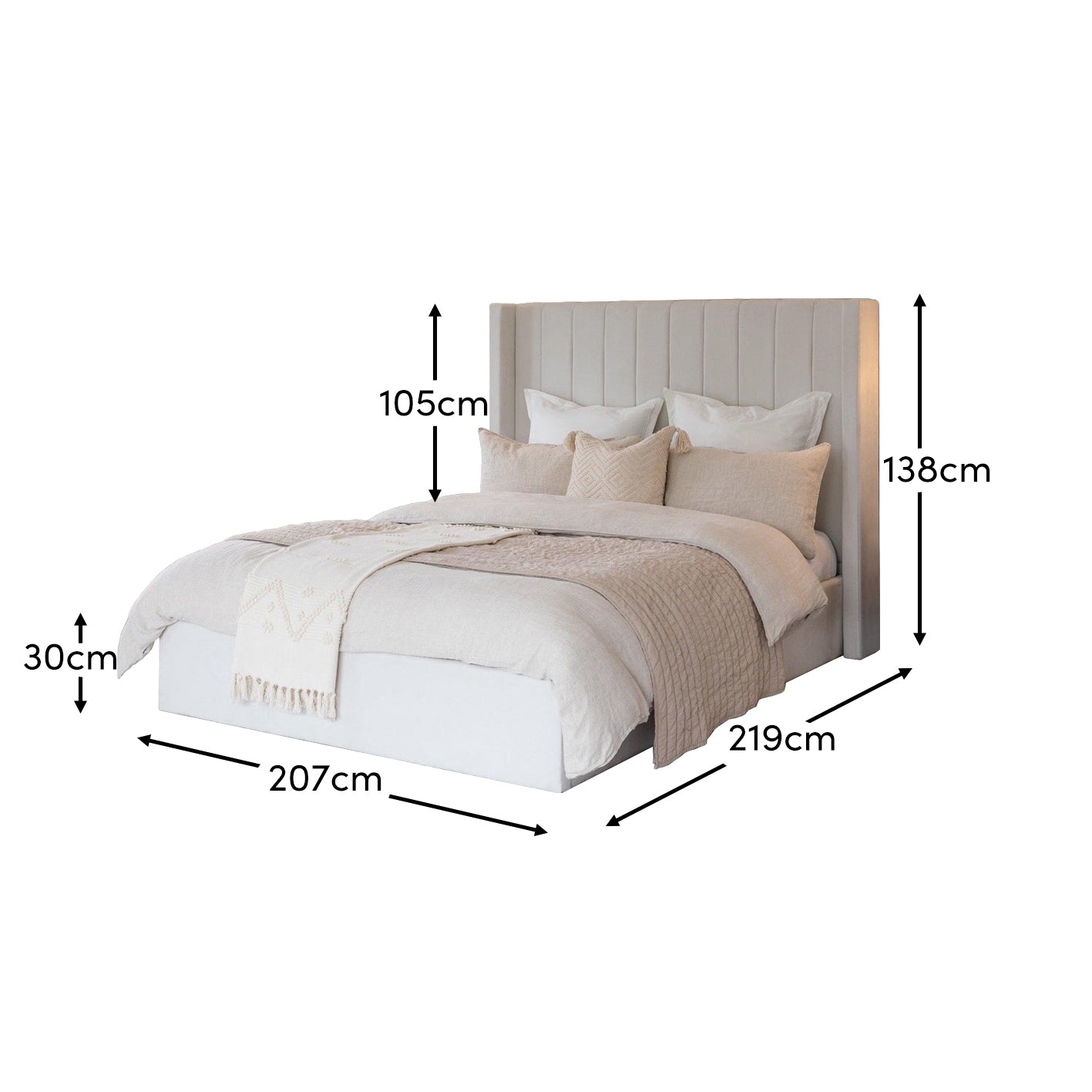 Alice Double Ottoman Bed and Mattress Set - Ivory - Laura James