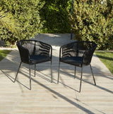 Amelia 4 Seater Natural Wood Black Legs Garden Dining Set - Hali Black Chairs