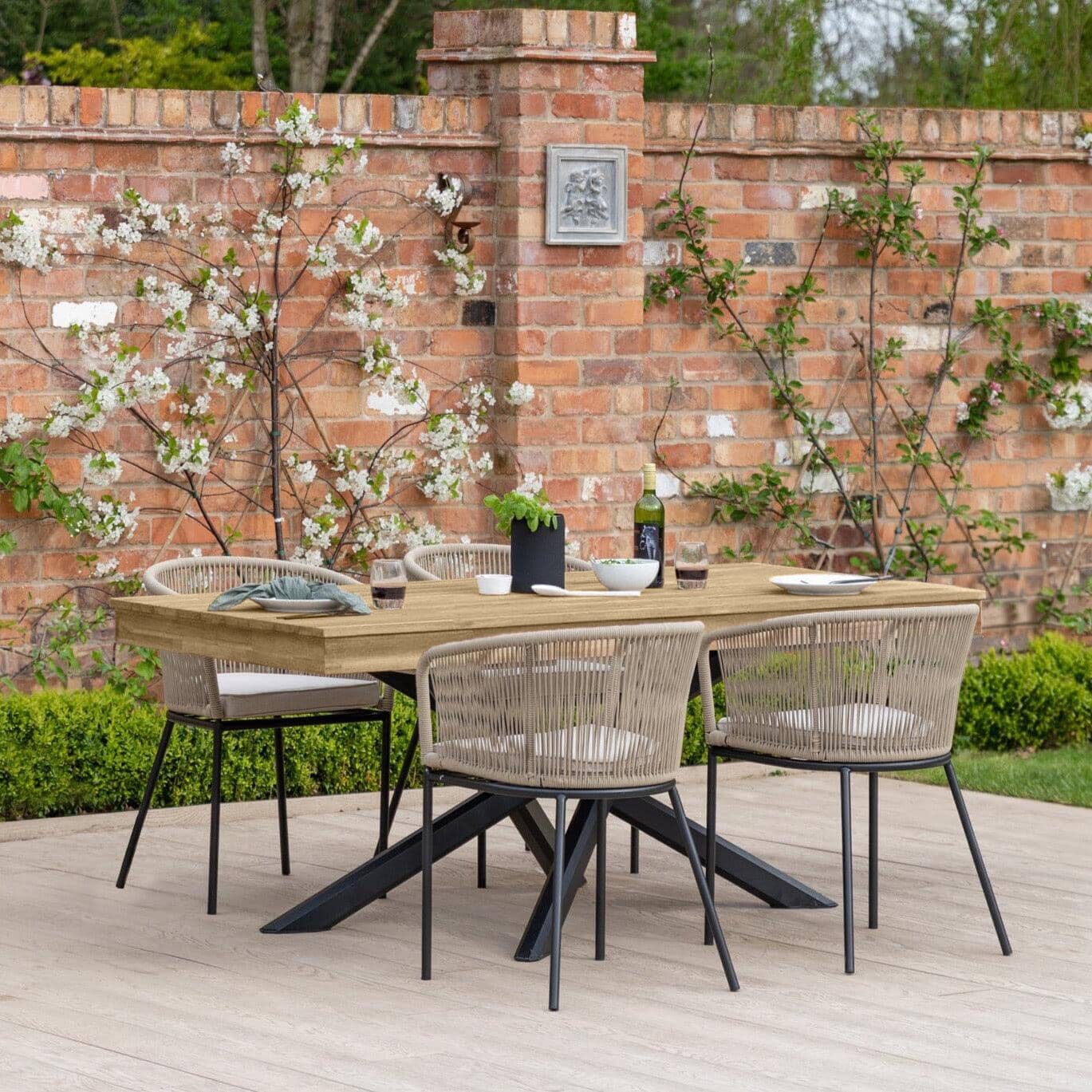 Amelia Seater Wooden Garden Dining Set with Hali Natural