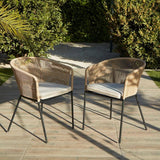 Amelia 4 Seater Natural Wood Black Legs Garden Dining Set - Hali Natural Chairs