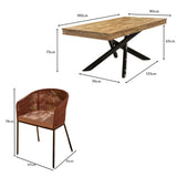 Amelia 4 Seater Natural Wood Black Legs Garden Dining Set - Hali Pink Chairs