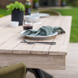 Amelia 4 Seater Natural Wood Black Legs Garden Dining Set - Hali Green Chairs