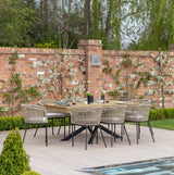 Amelia 8 Seater Natural Wood Black Legs Garden Dining Set - Hali Natural Chairs - Laura James 