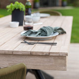 Amelia 8 Seater Whitewash Wood Black Legs Garden Dining Set - Hali Green Chairs - Laura James