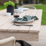 Amelia 8 Seater Whitewash Wood Black Legs Garden Dining Set - Hali Natural Chairs - Laura James