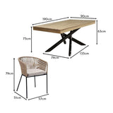 Amelia 8 Seater Whitewash Wood Black Legs Garden Dining Set - Hali Natural Chairs - Laura James