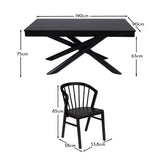 Amelia Black Dining Table Set - 6 Seater - Black Spindle Back Chairs
