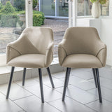 Amelia Black Dining Table Set - 6 Seater - Freya Oatmeal Carver Chairs With Black Legs - Laura James