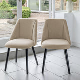 Amelia Extendable Black Dining Table Set - 6 Seater - Freya Oatmeal Dining Chairs With Black Legs