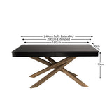 Amelia Black Wood Dining Table - Extendable - Oak Legs - Laura James 