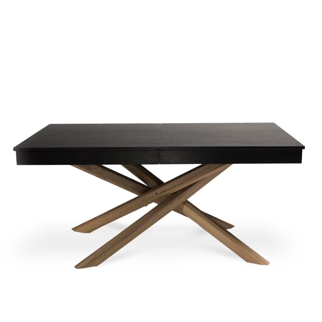 Amelia Black Wood Dining Table - Extendable - Oak Legs - Laura James 