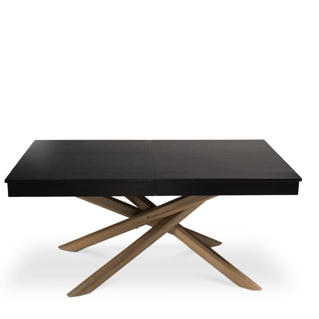 Amelia Black Wood Dining Table - Extendable - Oak Legs - Laura James 