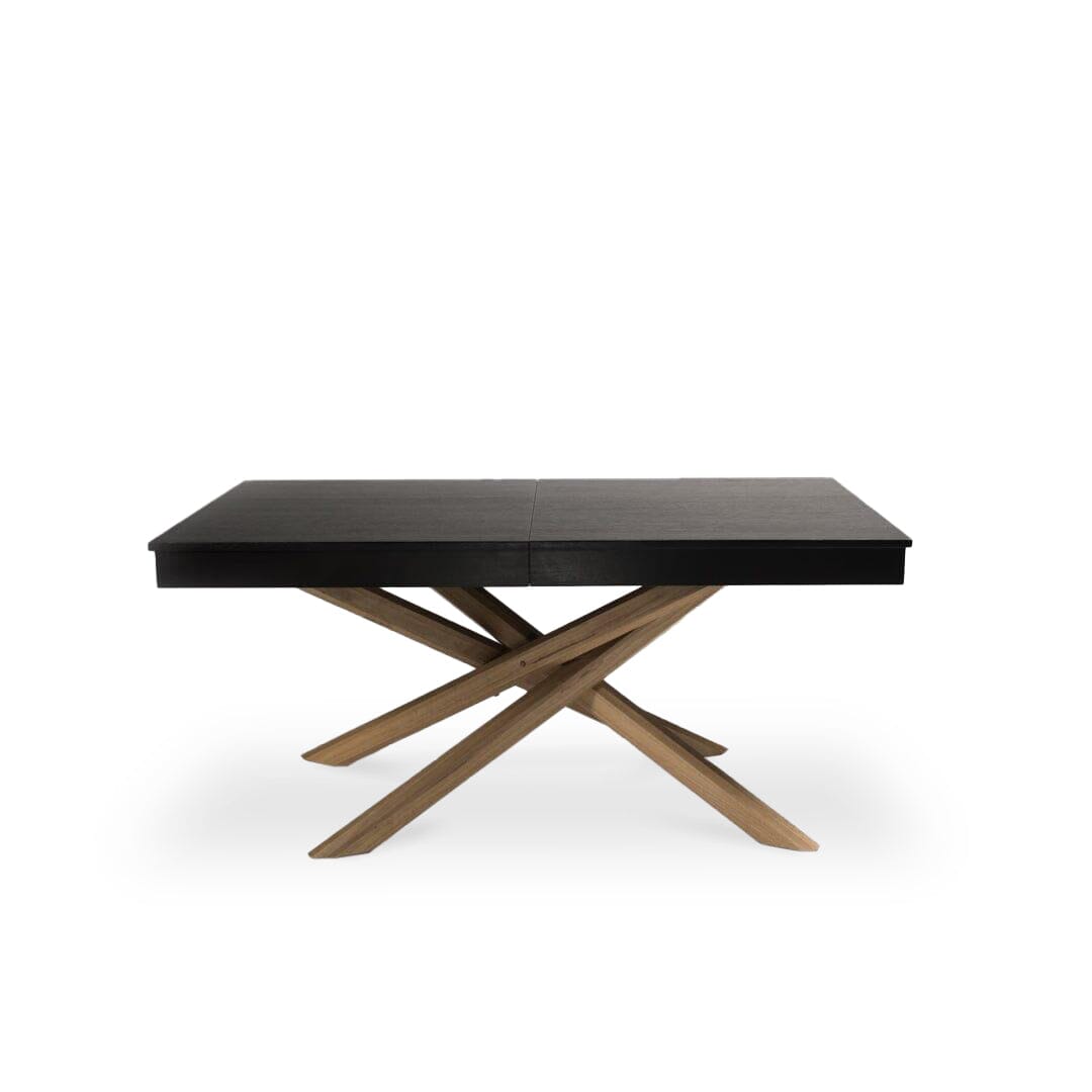 Amelia Black Wood Dining Table - Extendable - Oak Legs - Laura James 