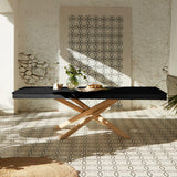 Amelia Black Wood extendable dining table - with Whitewash Legs