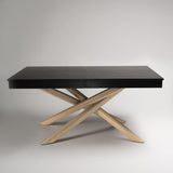Amelia Black Wood extendable dining table - with Whitewash Legs - Laura James