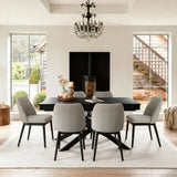 Amelia Black Extending Dining Table Set - 6 Seater - Chloe Soft Beige Dining Chairs - Black Oak Legs - Laura James 