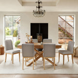 Amelia Whitewash Extending Dining Table Set - 6 Seater - Nolan Fawn Linen Dining Chairs - Whitewash Oak Legs - Laura James 