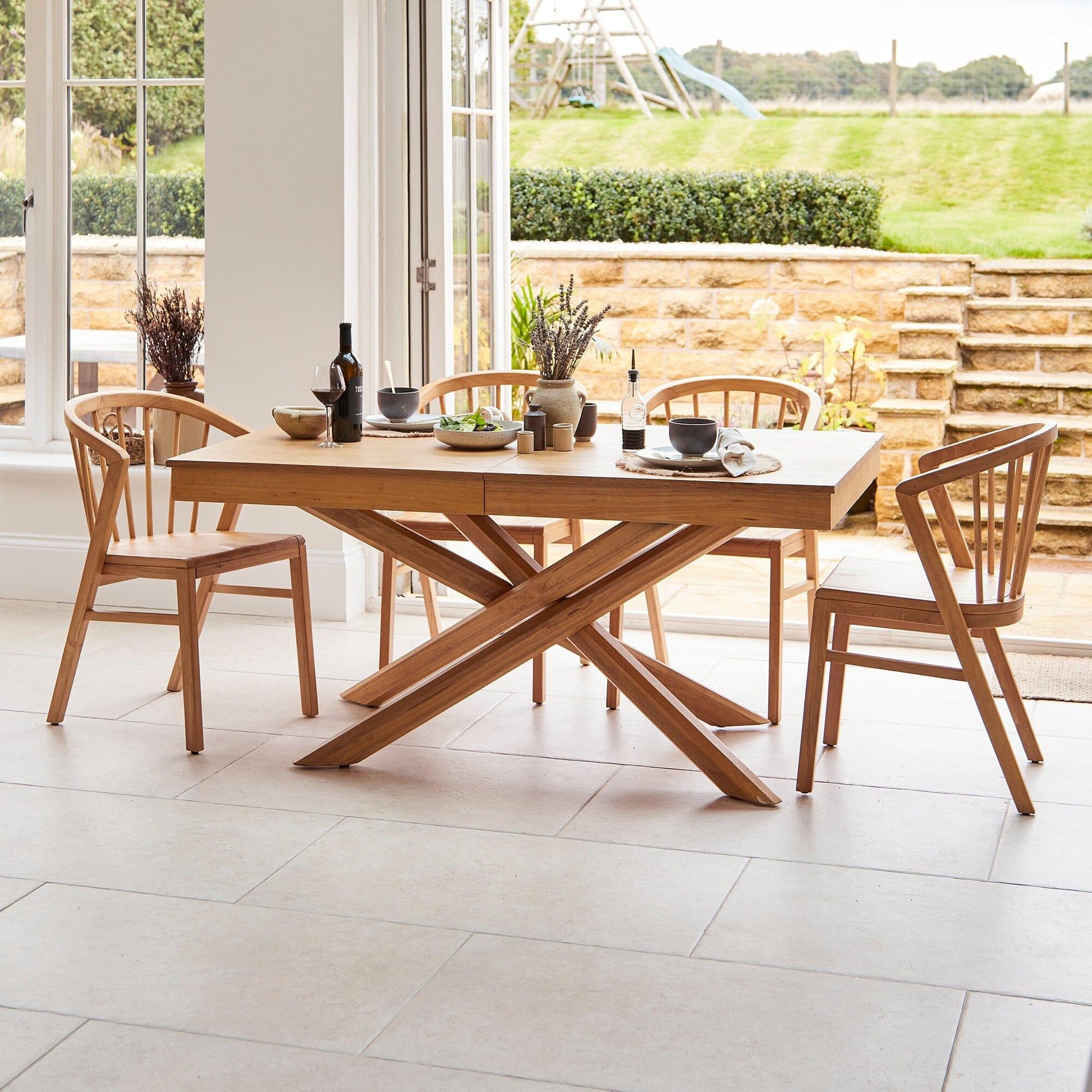 Amelia Oak Dining Table Set - 6 Seater - Oak Spindle Back Chairs - Laura James