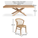 Amelia Pale Oak Extendable Dining Table Set with Black Legs - 6 Seater - Pale Oak Spindle Back Chairs - Laura James 