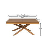 Amelia Oak Wood Dining Table - Extendable