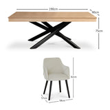Amelia Whitewash Dining Table Set - 6 Seater - Freya Boucle Carver Chairs with Black Legs - Laura James 