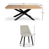 Amelia Whitewash Dining Table Set - 6 Seater - Freya Boucle Dining Chairs with Black Legs - Laura James 